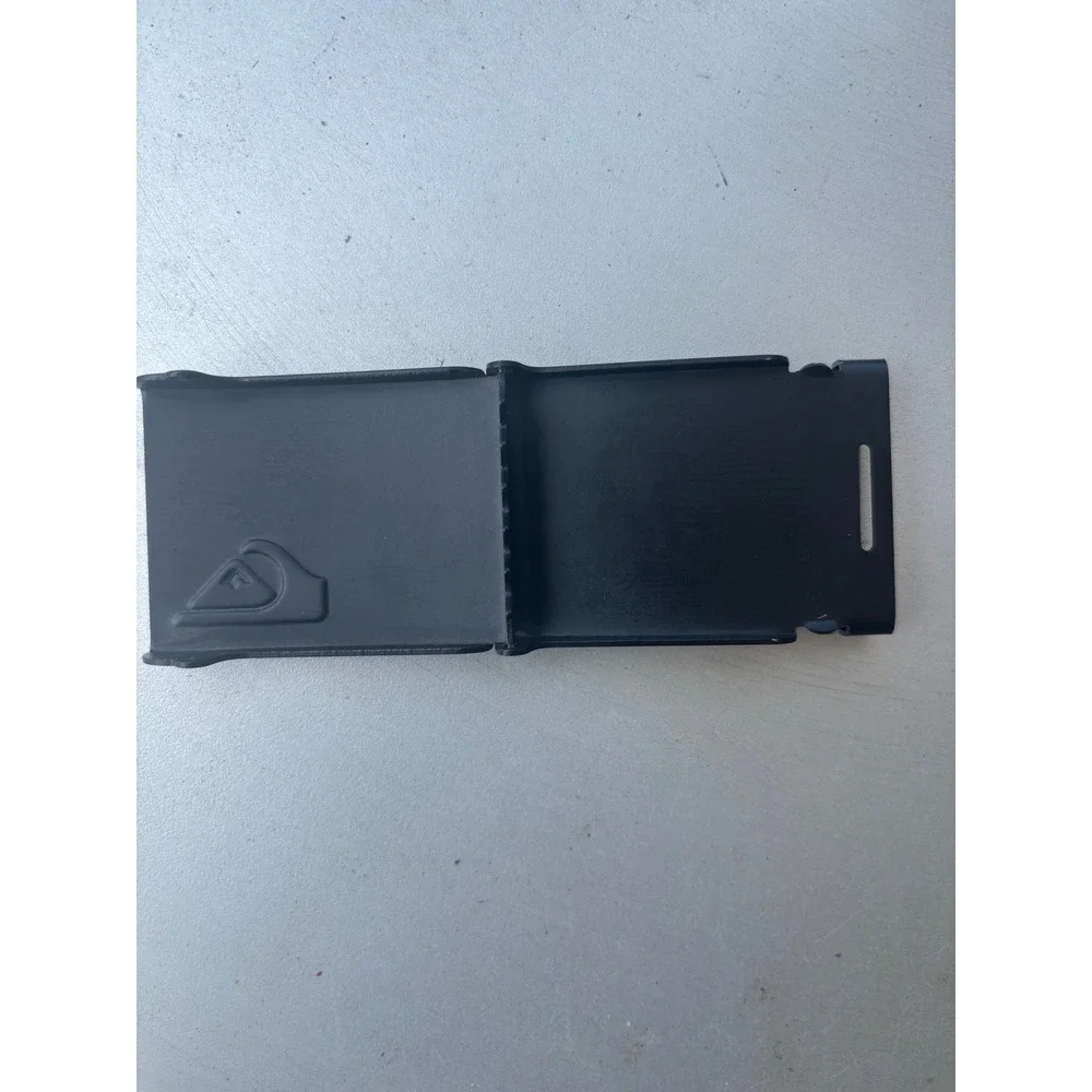 Quiksilver Mens Matte Black Web Belt Buckle White Mountain Wave Logo‎ Flip Top